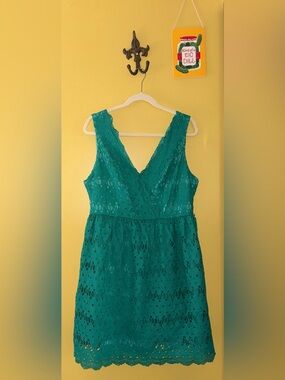 liza luxe lace dress Liza Luxe Womens Size XL Burgundy Floral Lace Dress Halter Modcloth Fit & Flare
